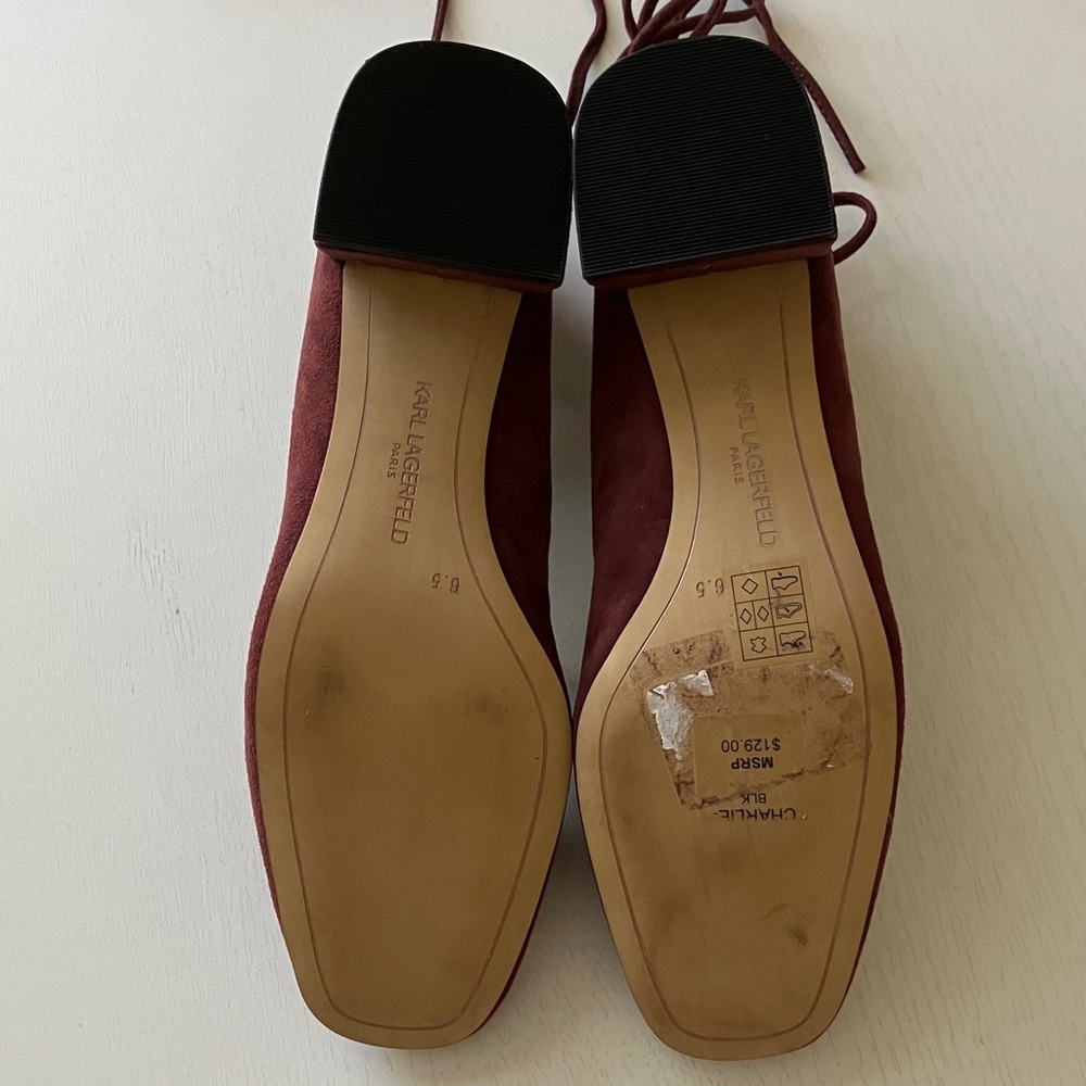 Karl Lagerfeld Charlie Suede Lace Up Block Heels (6.5) NWT - Picture 9 of 12